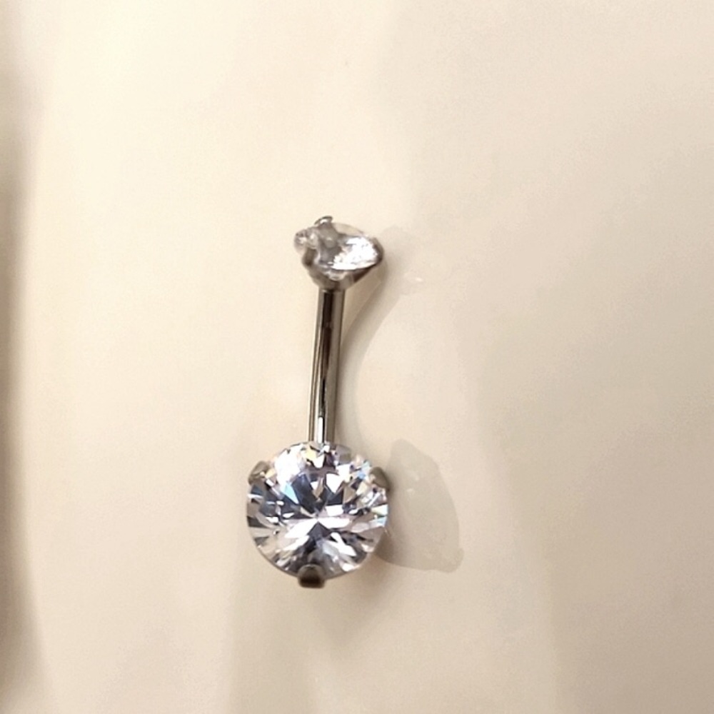 BELLY BUTTON RING 14K gold plated CZ New
